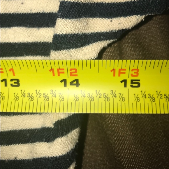 Ann Taylor LOFT navy blue and beige striped top - Picture 3 of 4